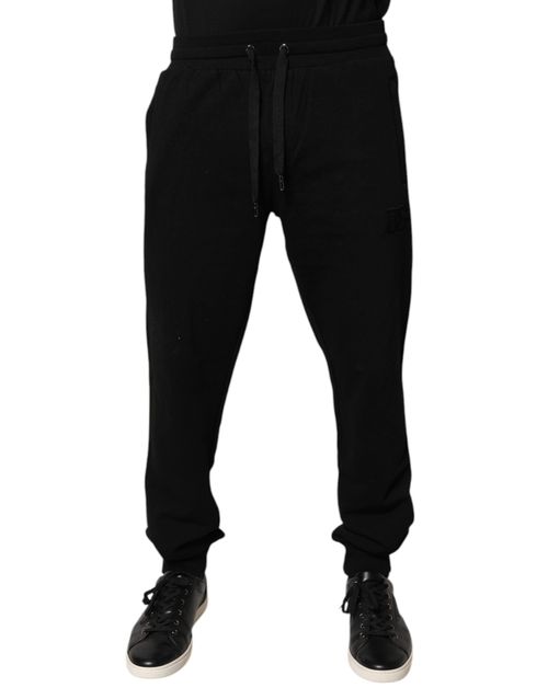 Cotton Drawstring Joggers — Black