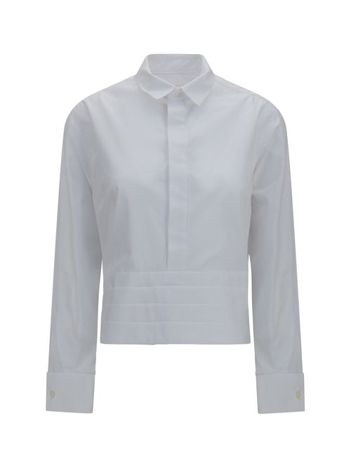 Cotton Poplin with Belt Shirt — White