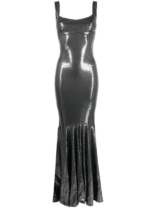 Sequinned sleeveless gown - Grey