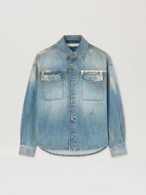 Coated Denim Shirt Woman  Medium Blue