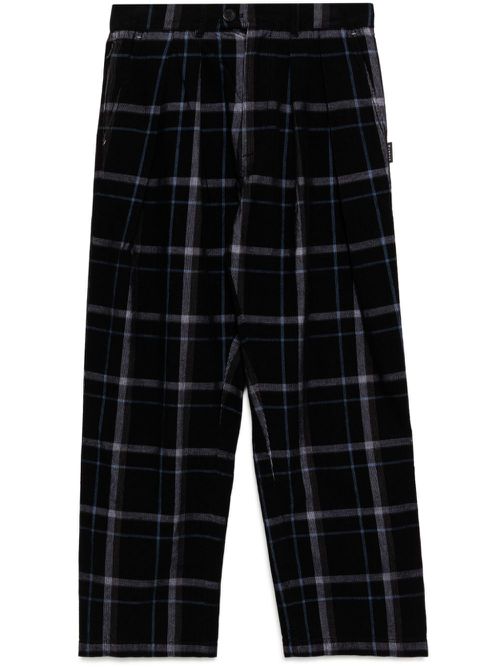Check pattern wide pants - Blue