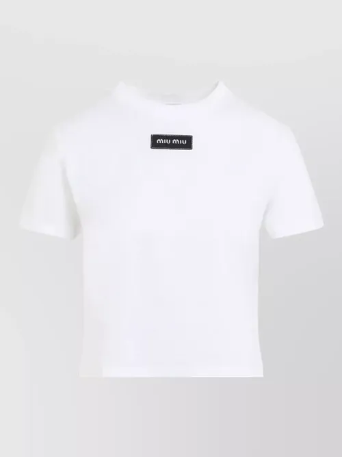 Miu Miu - logo patch cotton jersey crew t shirt
