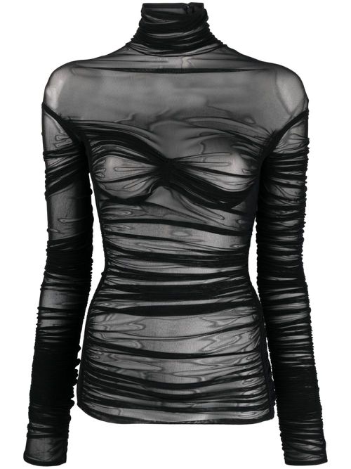 Draped mesh top - Black