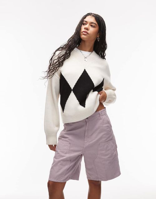 Branford double knee linen short in lilac-Pink