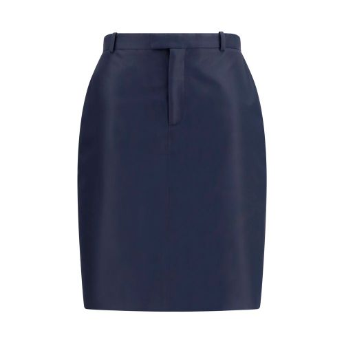 Silk Faille Skirt — Navy