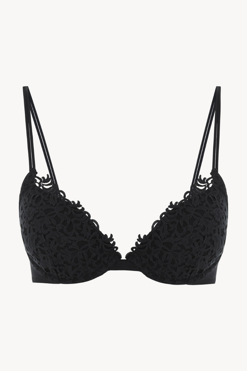 Macramé Push-Up Bra — Black