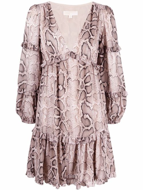 Snakeskin-print mini dress - Neutrals