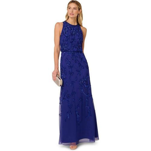 Adrianna Papell Women's Blouson Bead Long Dress in Blue