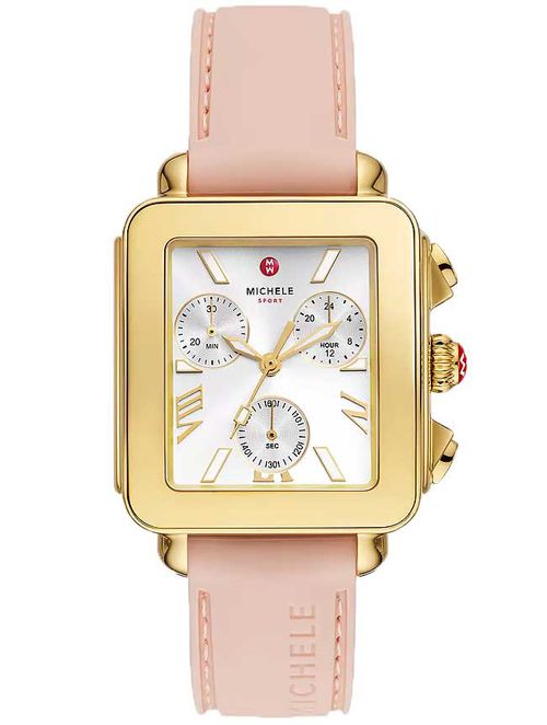 Deco Sport Chronograph Watch 36mm in 18K Gold with Ballet Pink Silicone Strap