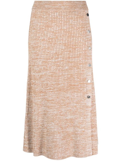 High-waisted button-up midi skirt - Neutrals