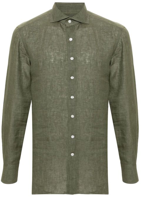Long-sleeve linen shirt - Green