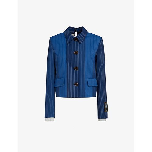 Womens Blumarine Stripe-pattern Brand-patch Regular-fit Wool Jacket 8