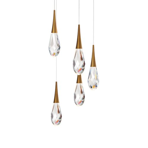 Hibiscus 5-Light LED Pendant in Aged Bra