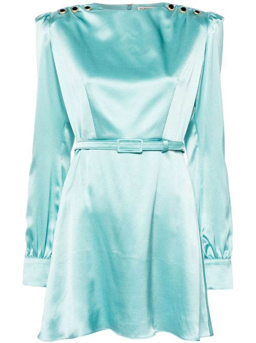 Belted silk minidress - Blue