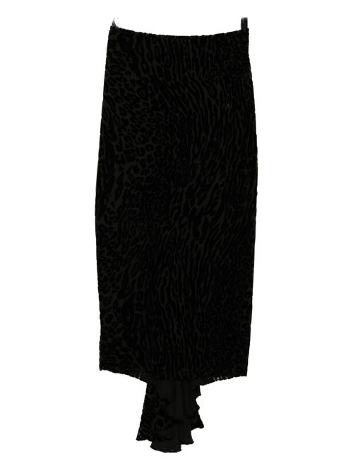 Leopard-print velvet skirt - Black