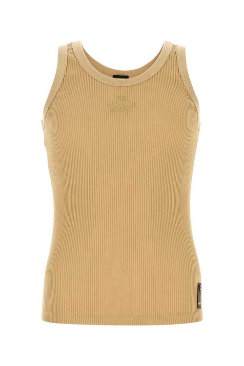 Ribbed Nylon-Elastane Tank Top — Beige