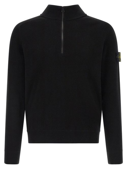 Ribbed Cotton Sweater — Black