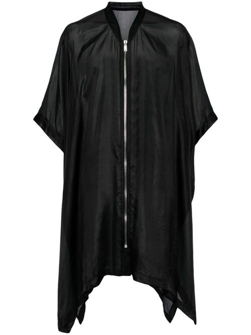 Asymmetric silk-habotai coat - Black