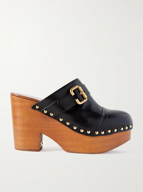 Jeanette Studded Platform Clogs - Black