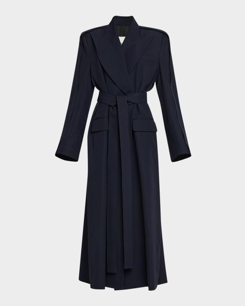Jean Double-Breasted Wool Long Robe Coat