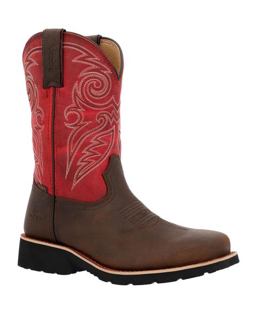 Women s MonoCrepe 11” Steel Toe Western Boot - Magenta and brown