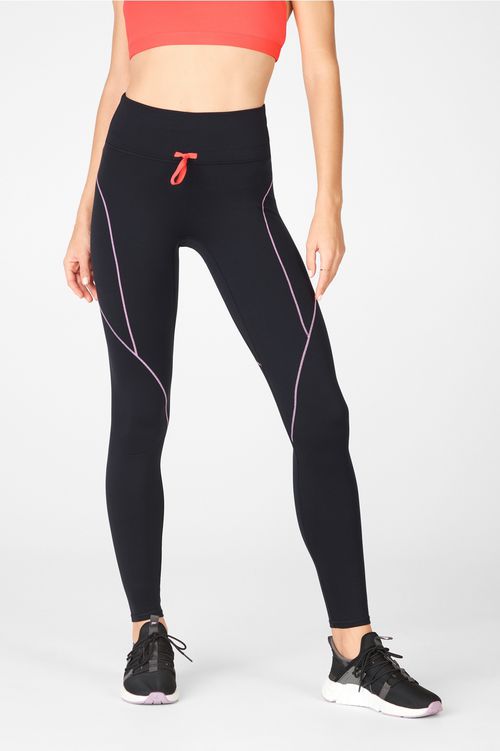 High-Waisted Motion365 Paneled Legging Womens Black/Misty Lilac/Teaberry M Fabletics