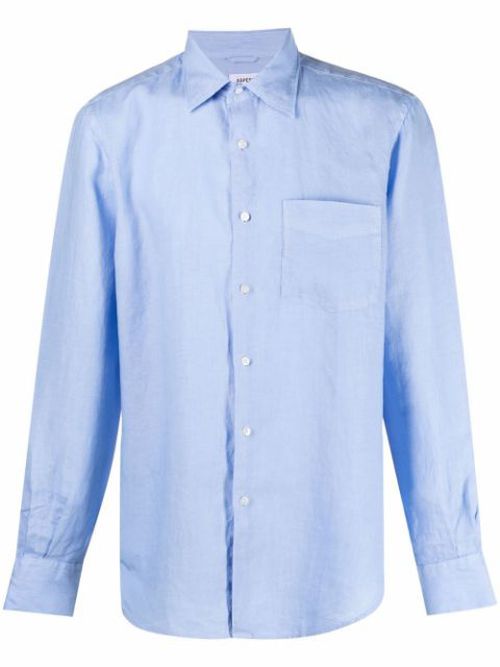 Linen shirt with patch pocket