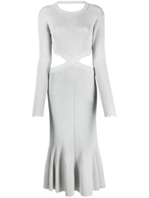 Ribbed-knit cross-over dress - Grey