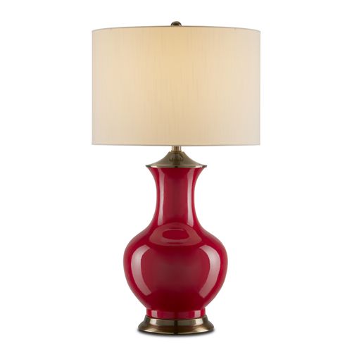 Red Antique Brass Table Lamp from the Lilou Collection