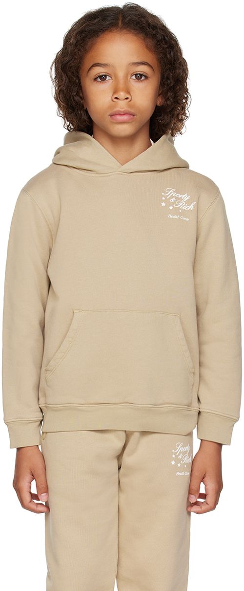Kids Beige Print Hoodie