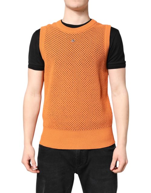 Cashmere-Silk Knit Tank Top — Orange