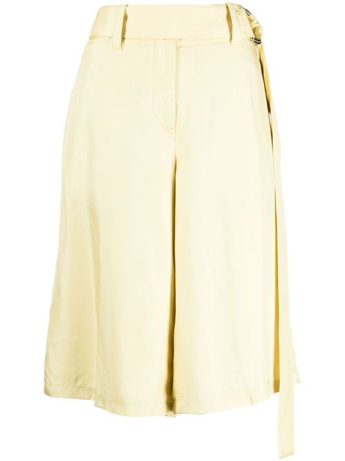 Belted-waist wide-leg shorts - Yellow