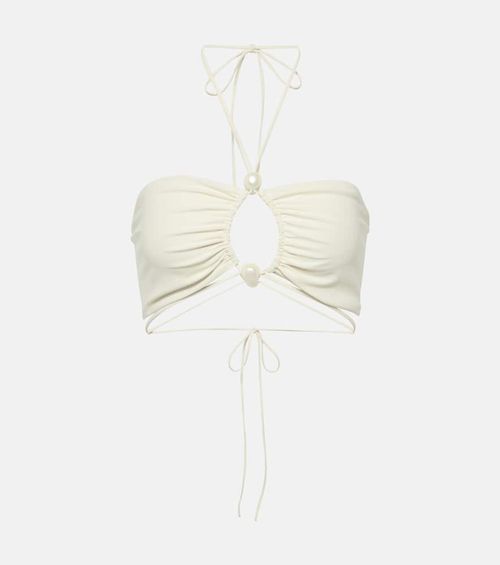 Beaded bandeau bikini top
