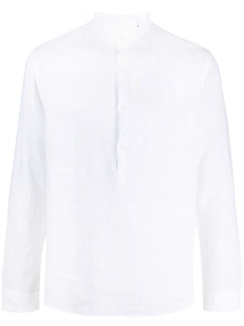 Mandarin-collar linen shirt - White
