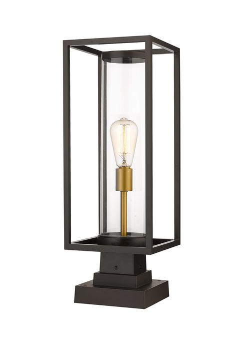 Dunbroch 1-Light Outdoor Pier Mounted Fixture Light In Deep Bronze With Outdoor Bra