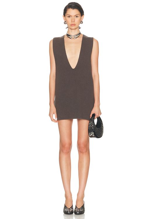 Rick Owens V-Neck Tank Top in Charcoa