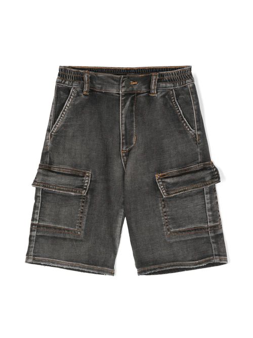Logo-appliqué denim cargo shorts - Black