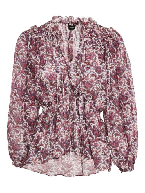 Floral-printed puff-sleeve blouse - Pink