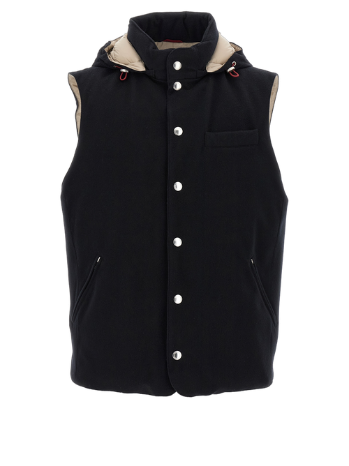 Down-Filled Wool Vest — Black