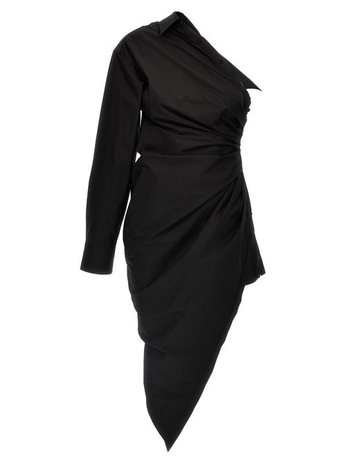 Asymmetrical One-Shoulder Dress — Black
