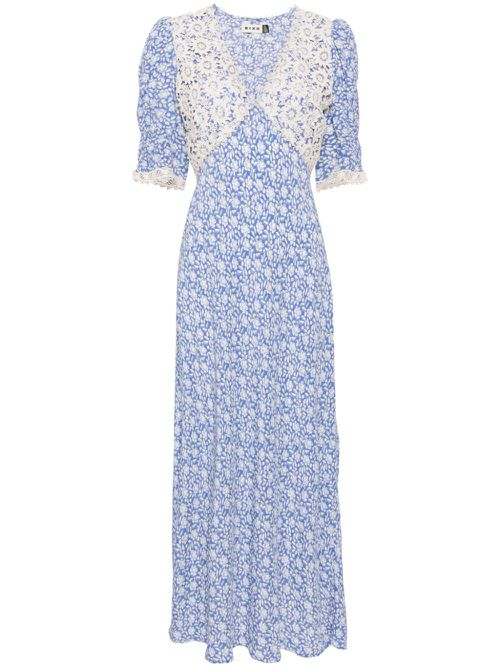 Olga lace-trim midi dress - Blue