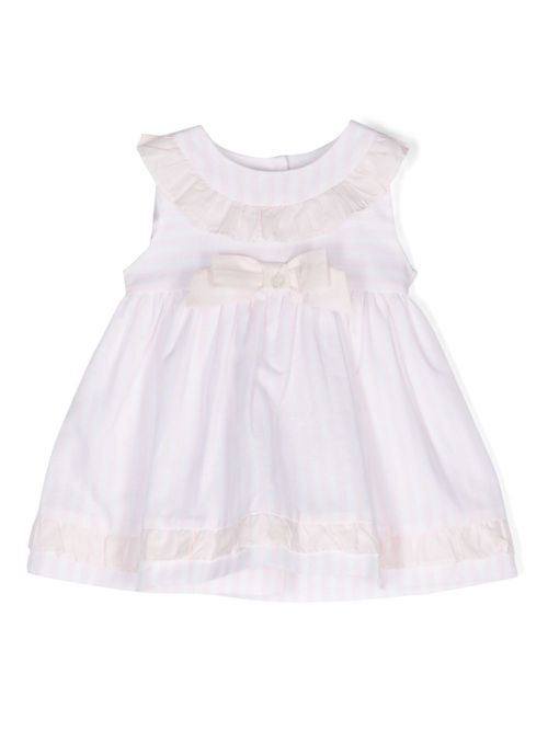 Bow-detail striped cotton dress - Pink