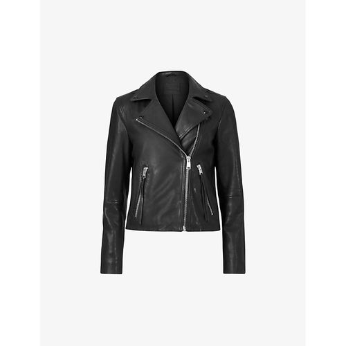 Womens Black Dalby Leather Biker Jacket
