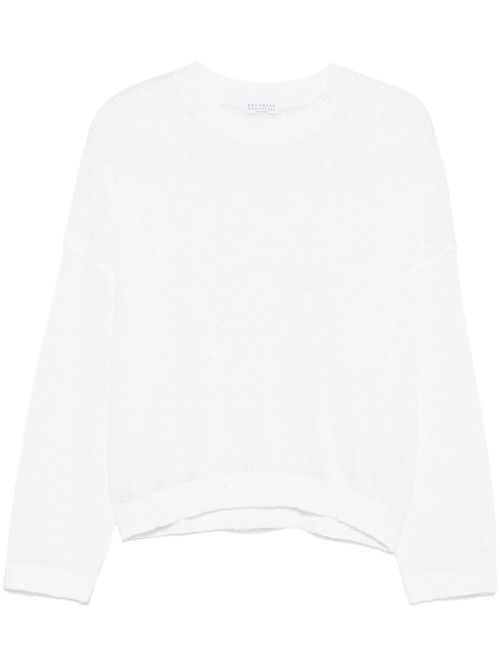 Sequin-embellished sweater - White