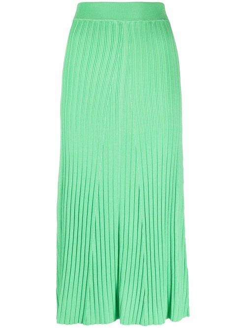 Rib-knit midi skirt - Green