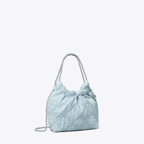 Mini Fleming Soft Denim Hobo Bag