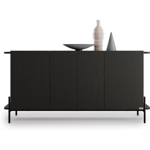 Olivia Sideboard with 4 Doors 65.7x15.9x32., Ashwood Black