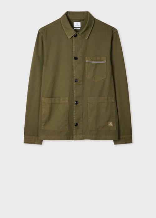 Khaki Cotton-Twill 'Stitch Stripe' Work Jacket Green