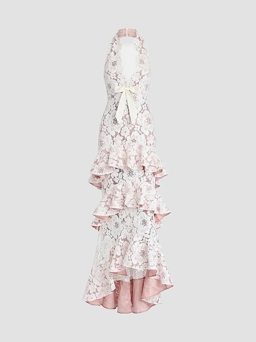Women's Senara Lace Halter Tiered Maxi Dress - Ivory
