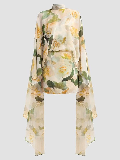 Women's Fiona Floral Cape Mini Dress - Ecru Multi
